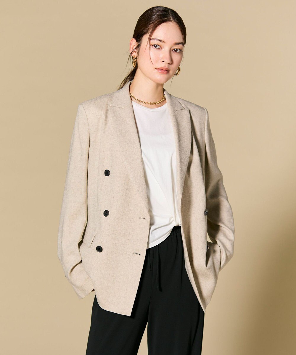BEIGE， CAROLE / リネンライク ダブルジャケット 