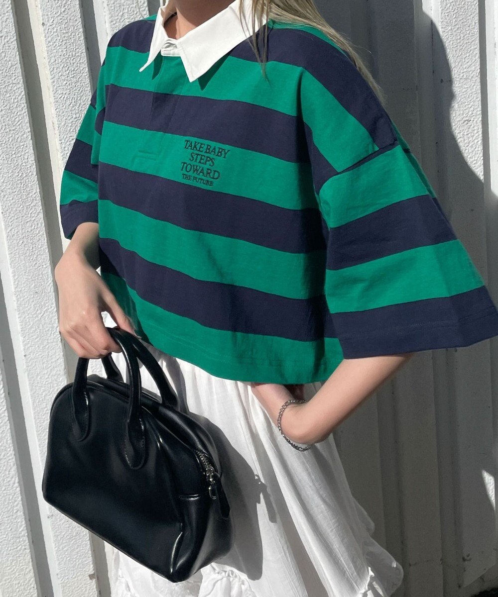 WEGO ワンポイント刺繍ラガーシャツ 