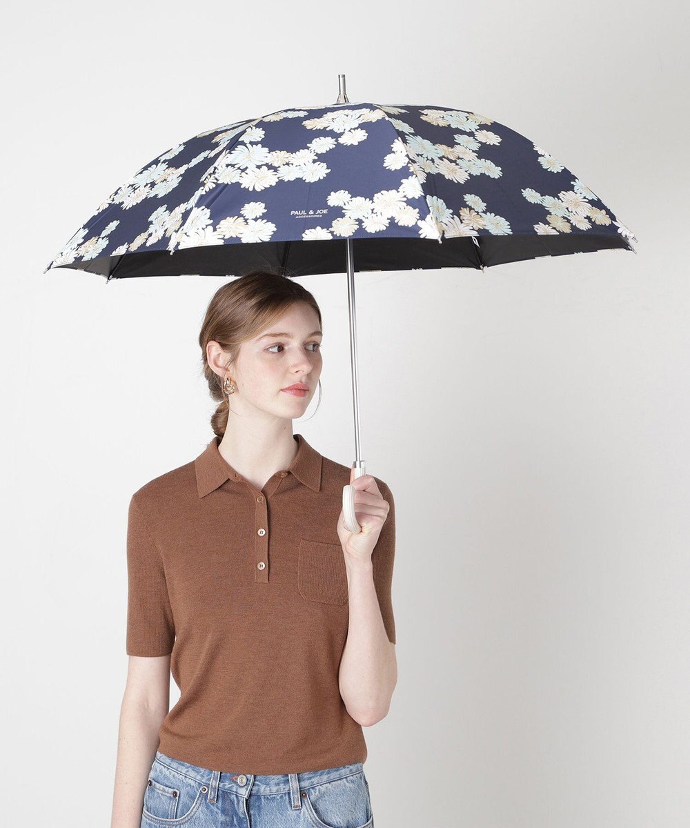 MOONBAT 【一級遮光/軽量】PAUL & JOE 晴雨兼用 日傘 長傘 総柄クリザンテーム 遮熱 UV 