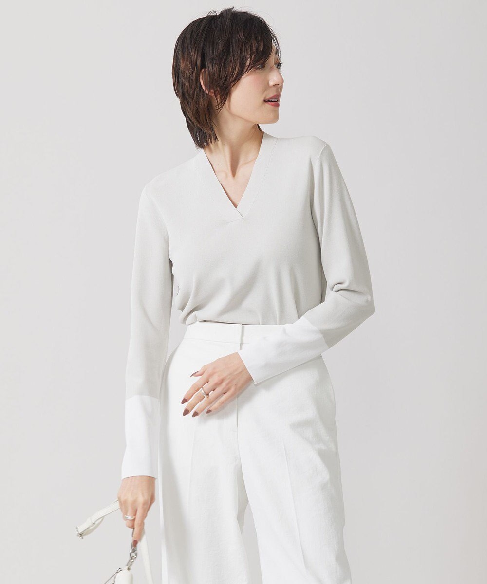 ICB 【WEB限定カラーあり・洗える】 シンセティックフルニードル Vネックプルオーバー 