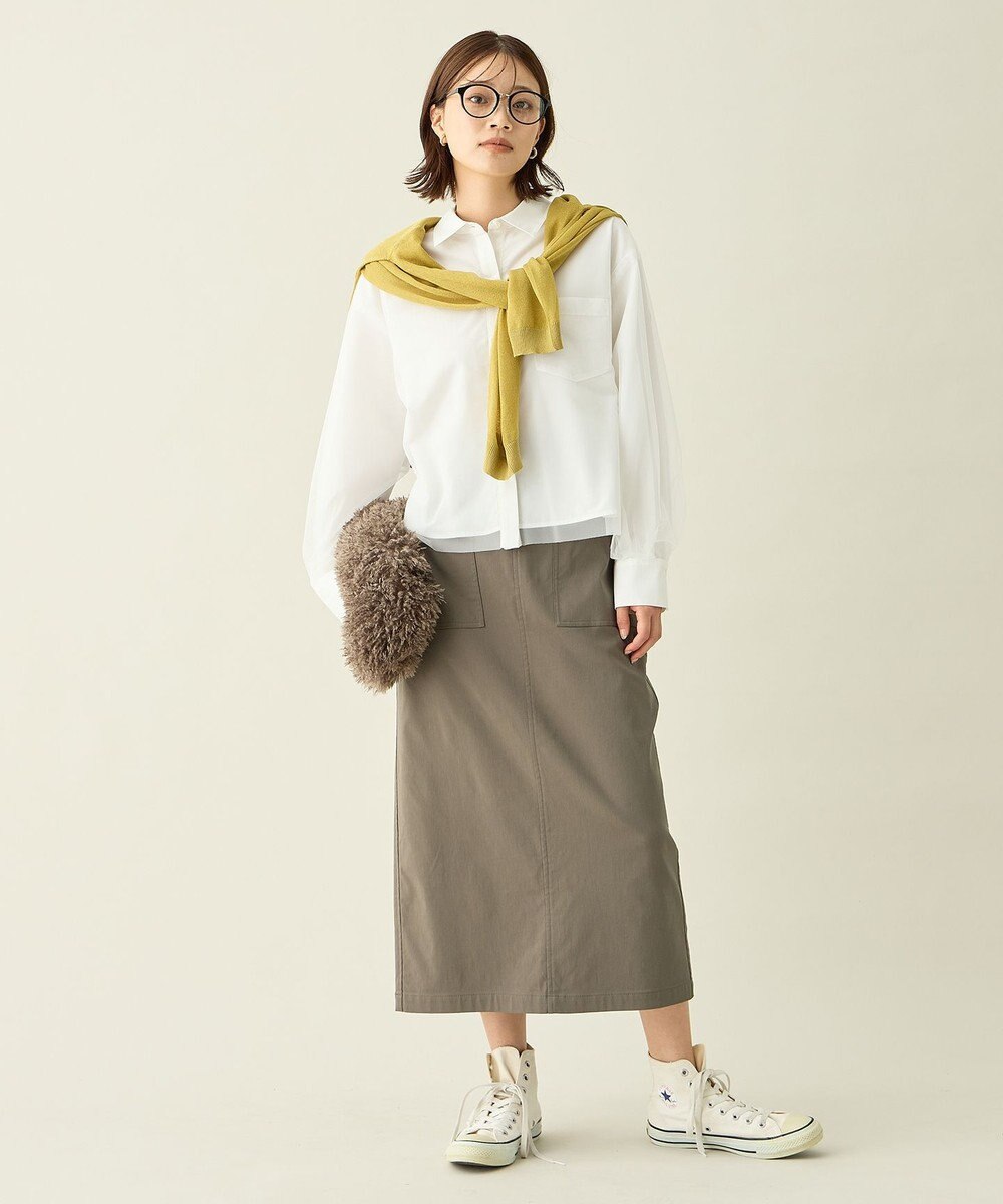 ANY L クロップドチュールコンビシャツ 