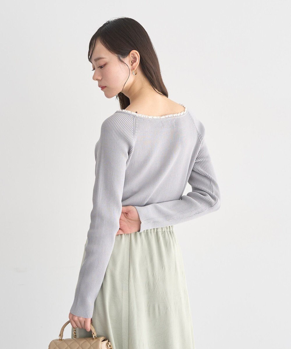 earth music&ecology 【予約】レーストリムリブニットプルオーバー 