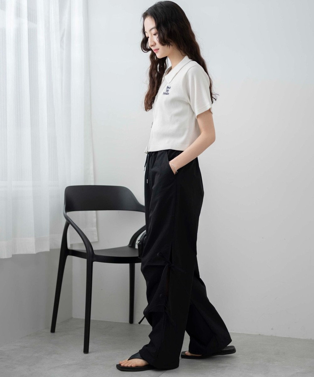 WEGO 【ウエストゴム】サイドリボンパラシュートパンツ 