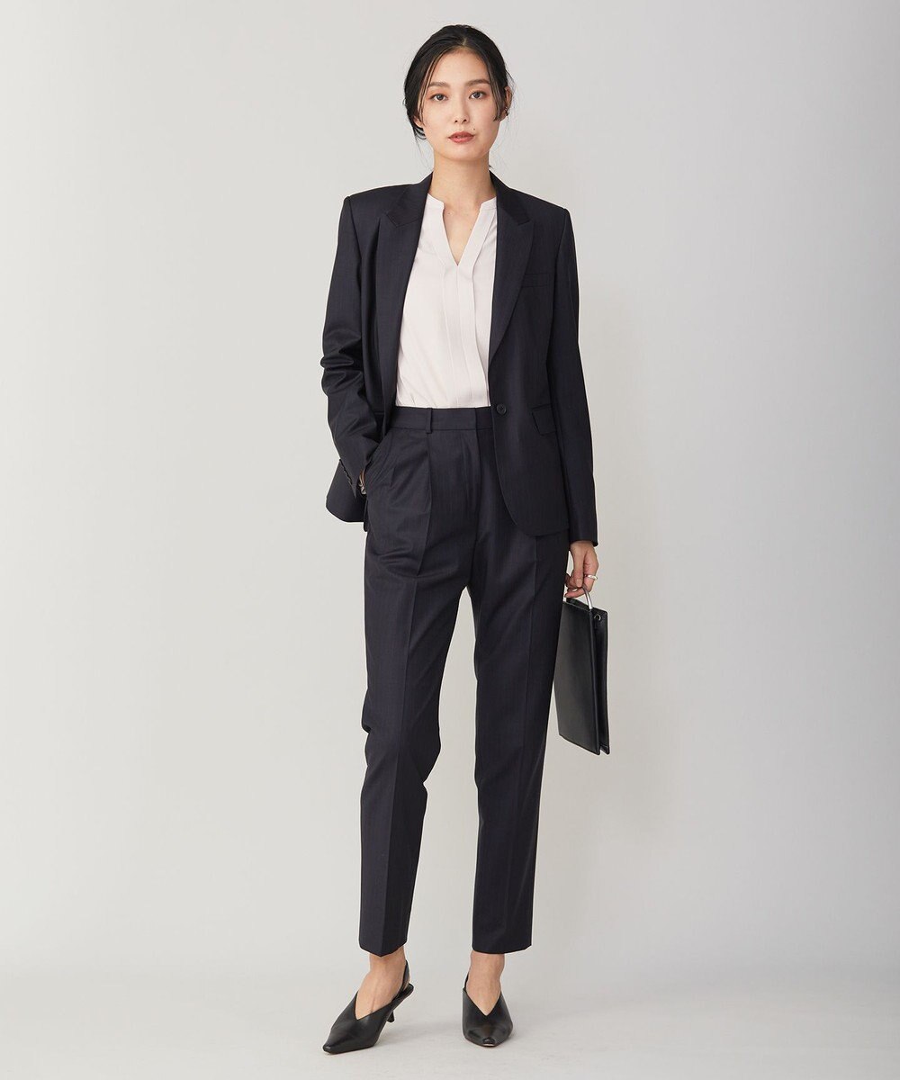 ICB 【人気のため新柄追加・洗える】Back Satin Amunzen キーネック長袖ブラウス 