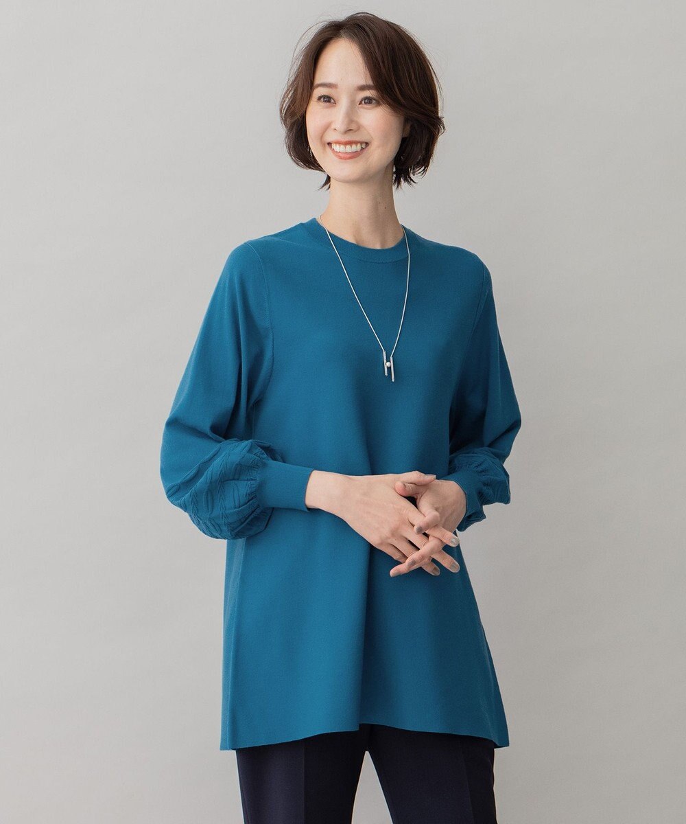 自由区 【洗える】レーヨンポリエステルスムース チュニック丈ニット 