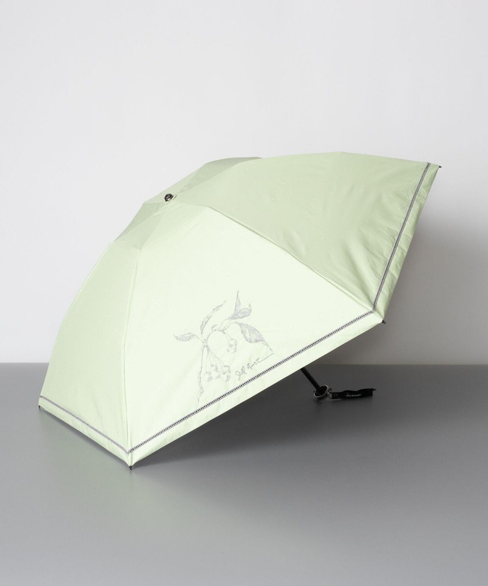 AURORA JILL STUART ジル スチュアー チェリー柄 晴雨兼用パラソル傘（折り畳みミニ傘）日傘 ライトグリーン