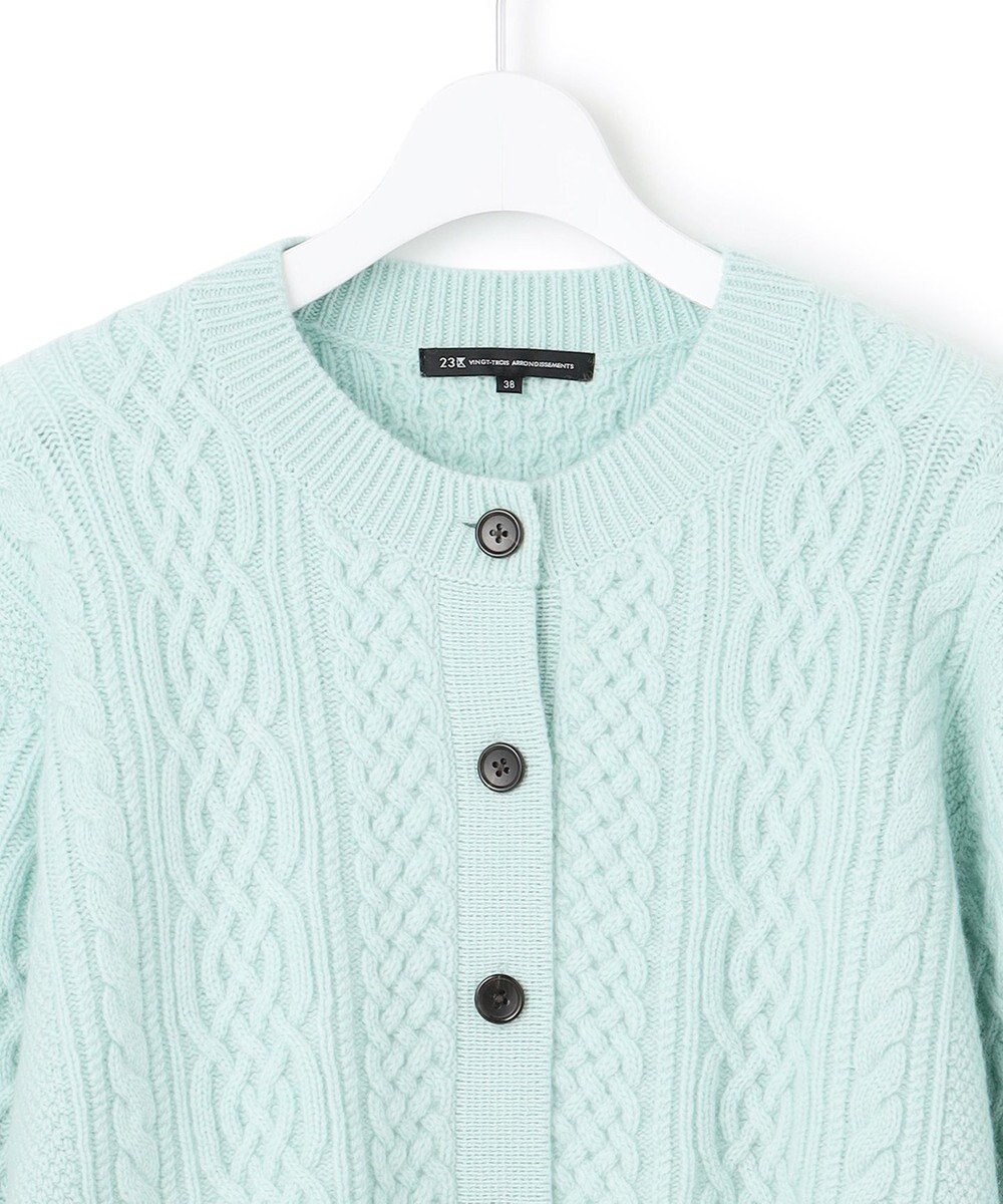 23区 S 【洗える】カシミヤブレンド ケーブルニットカーディガン 