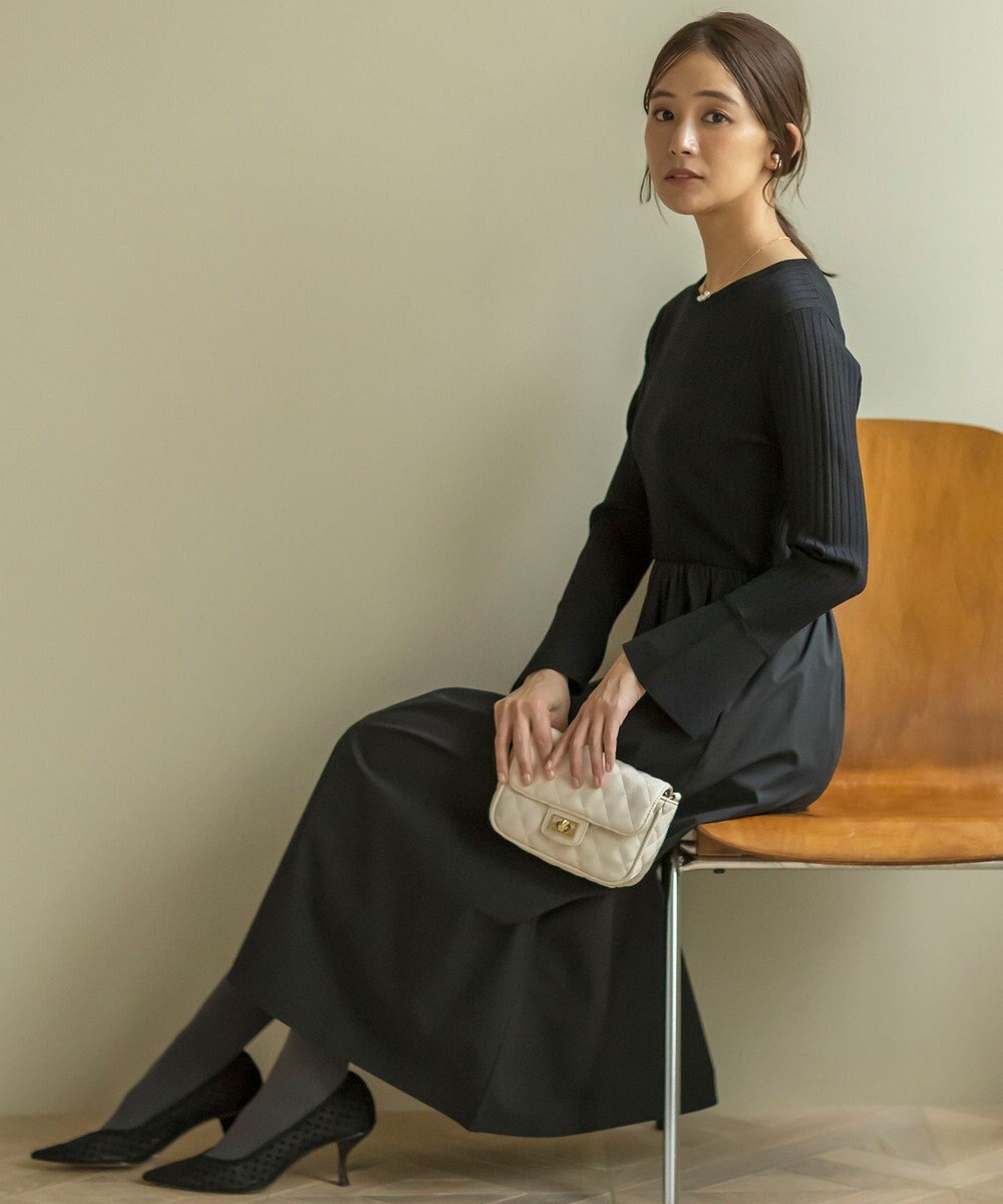 組曲 【WEB限定】リブニットコンビワンピース 