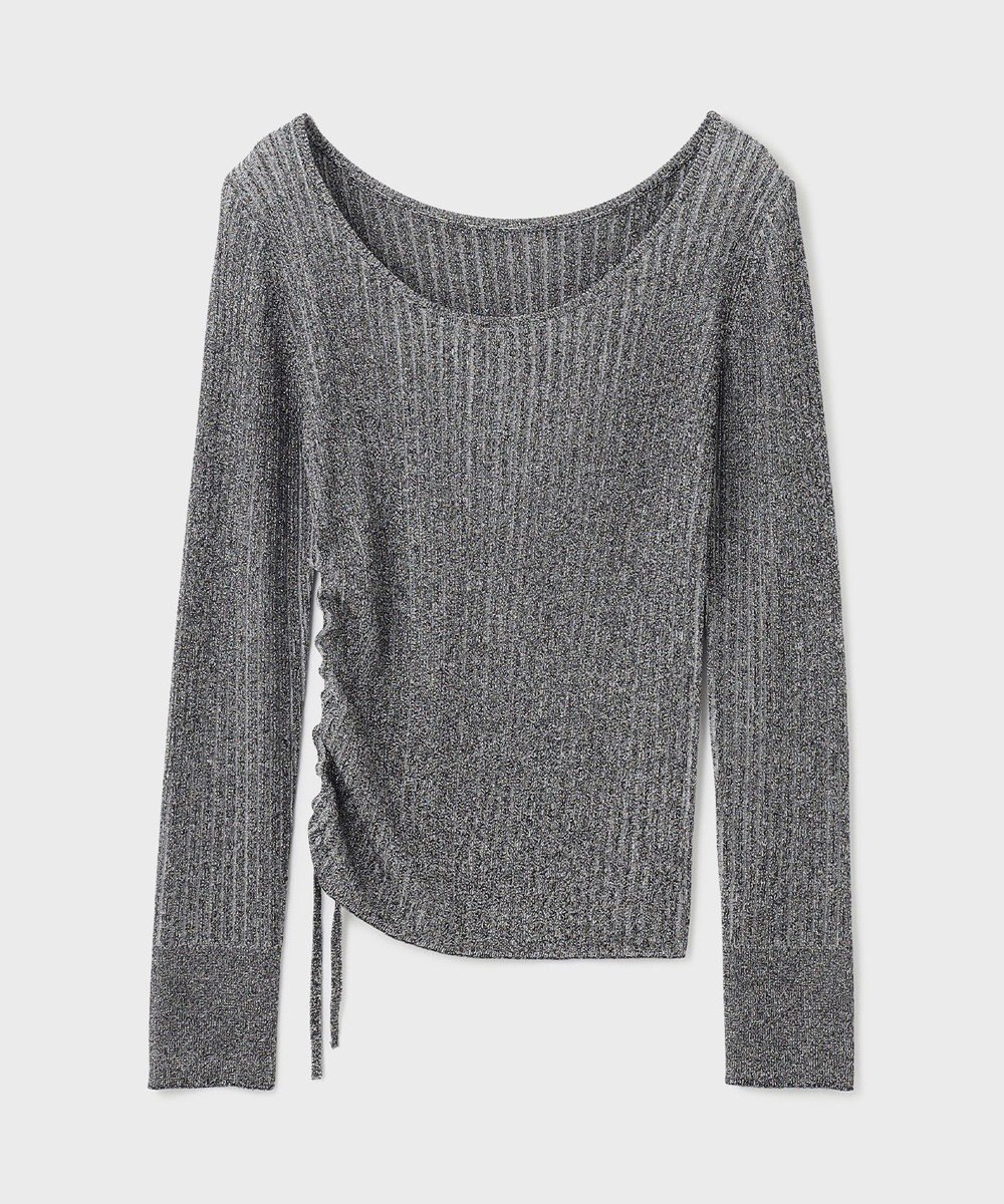 GRACE CONTINENTAL ラメリブクルーネックトップ 