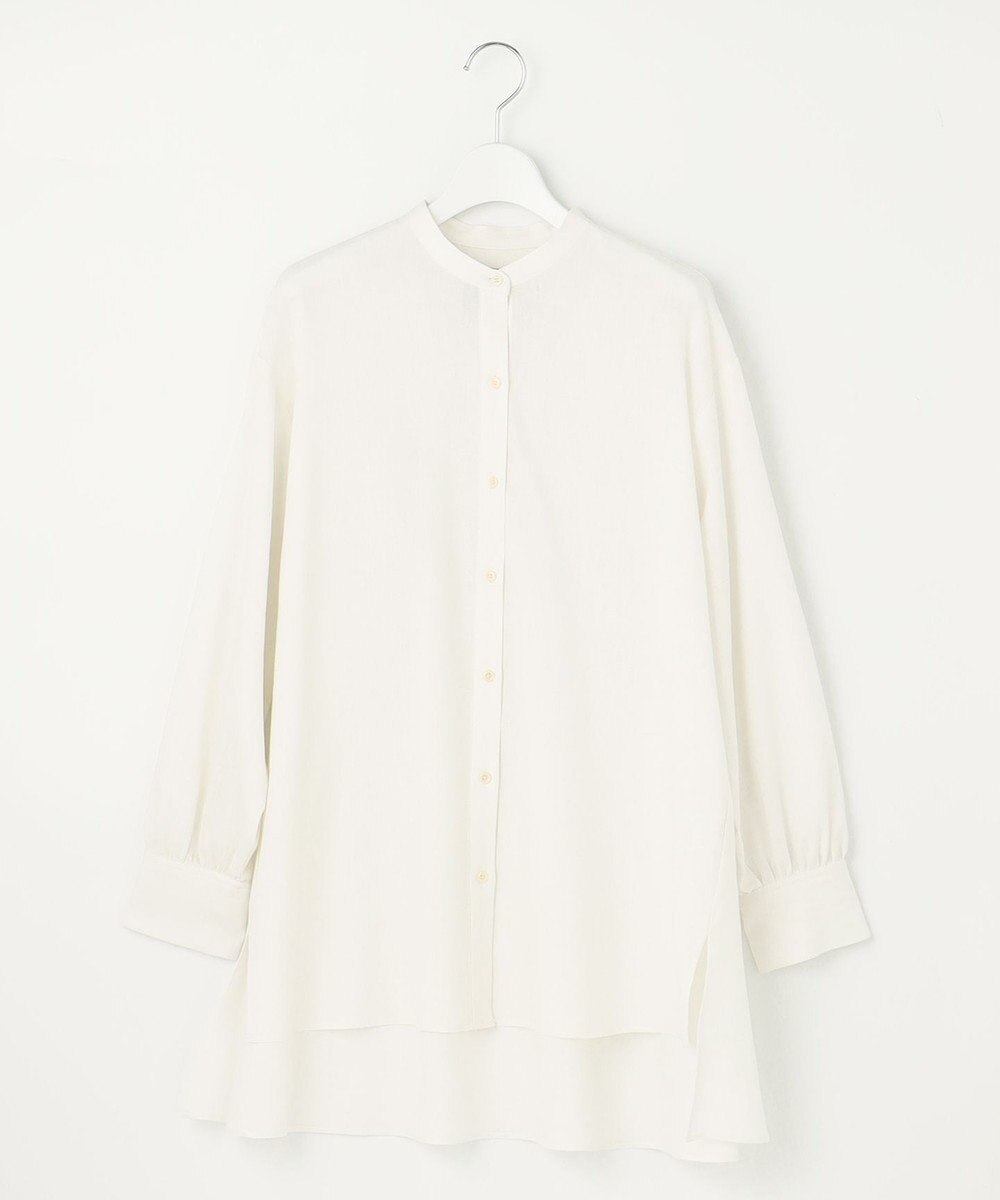 UNFILO 【GISELe 6月号掲載/洗える】リネンレーヨンバンドカラーシャツ 