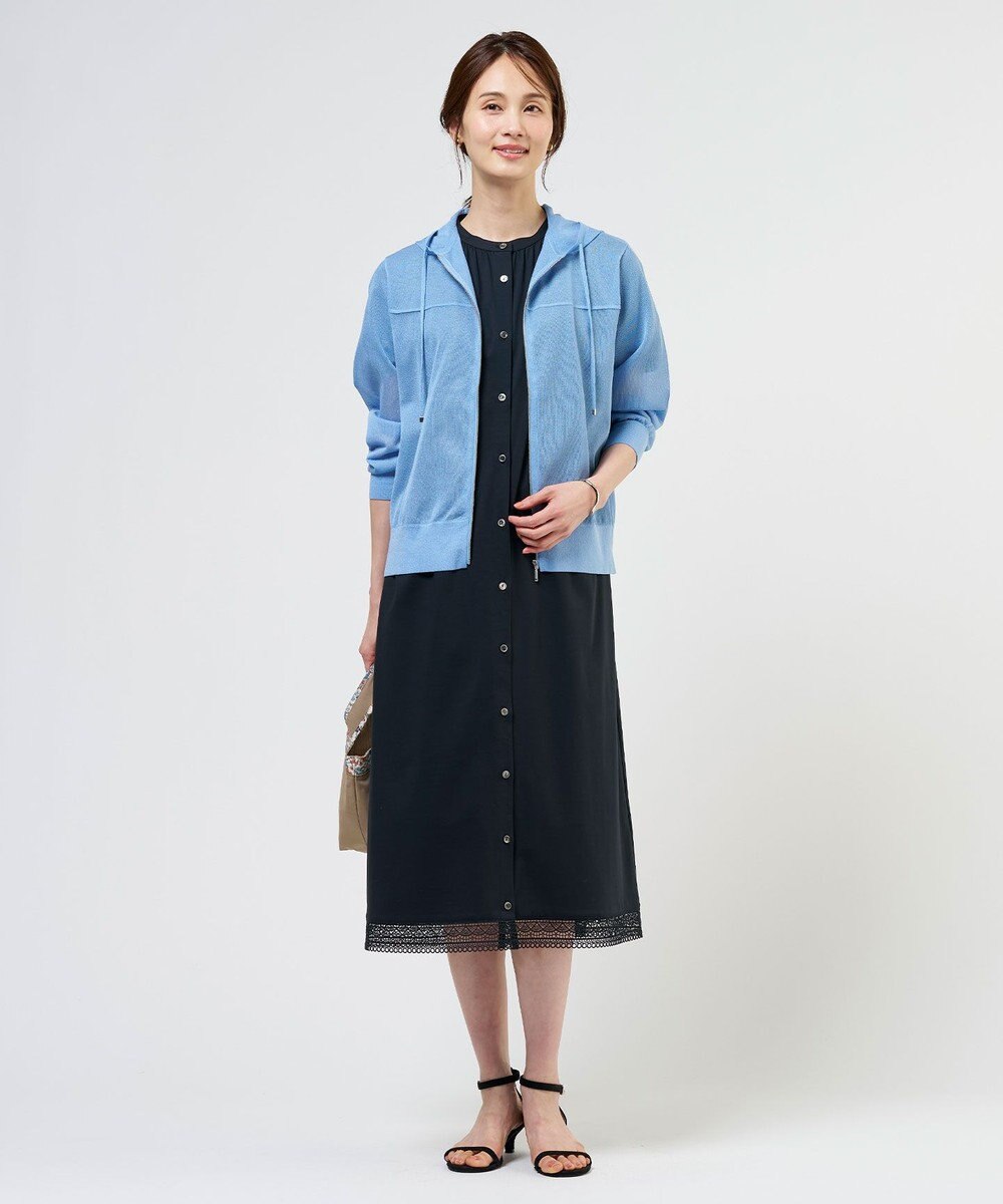 J.PRESS LADIES 【WEB限定カラーあり】SHEER LIGHT KNIT パーカー 