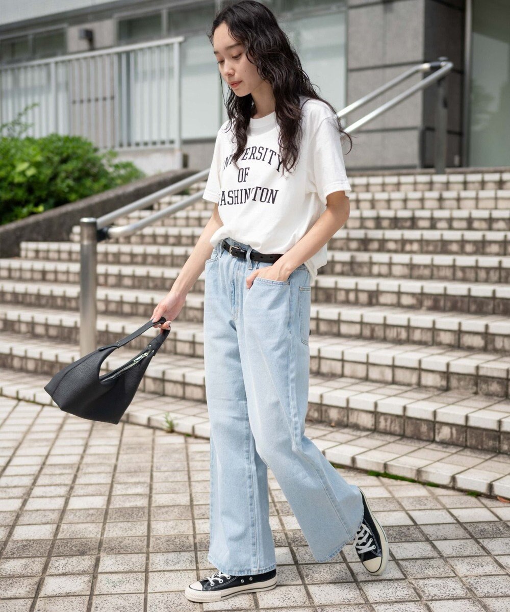 WEGO 【ユニセックス着用ITEM/SMLサイズ展開】デニムルーズフレアパンツ 