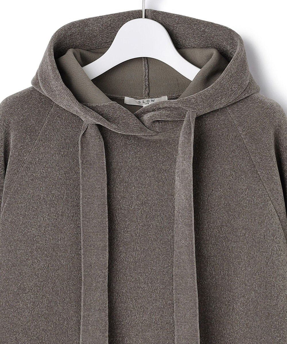 23区 【SLOW/一部店舗限定】ベロア風ニット パーカー 