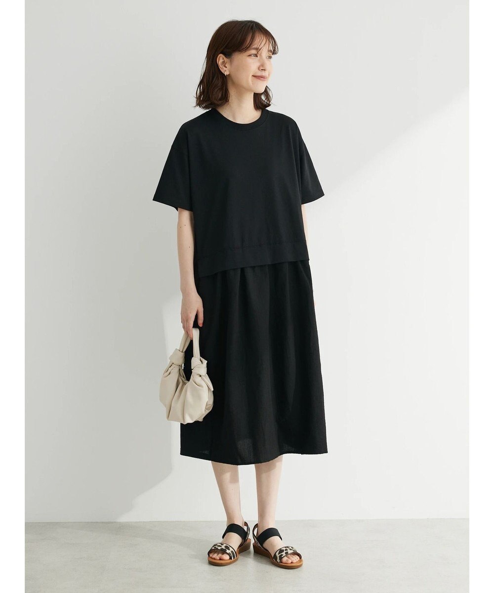 Green Parks 布帛ドッキングカットソーワンピース 