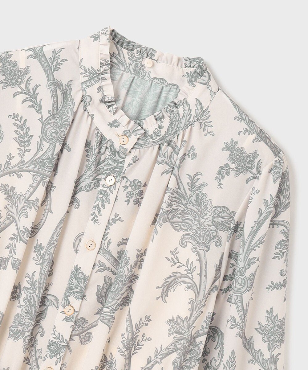 GRACE CONTINENTAL サラサプリントリボン付ワンピース 