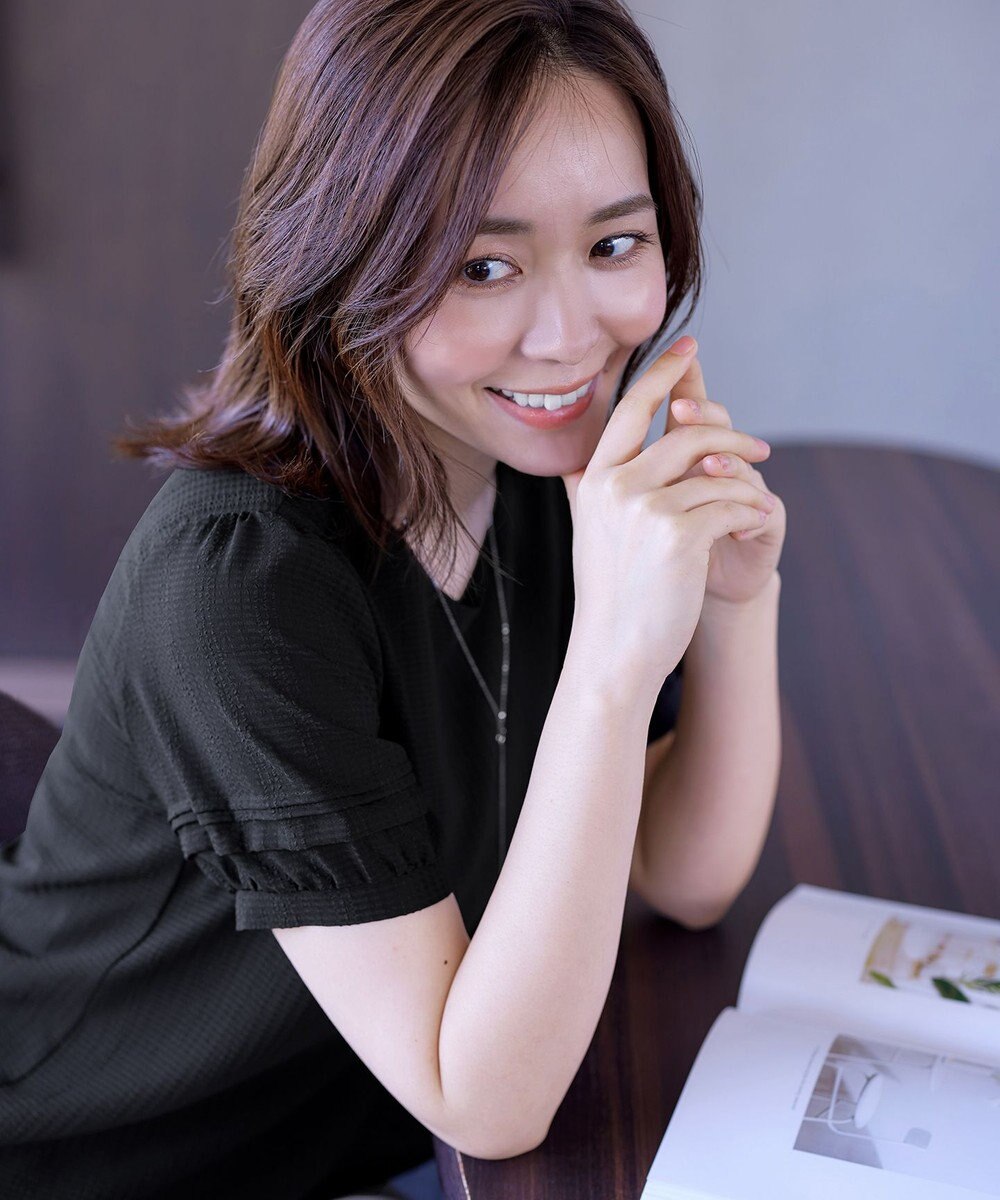 Tiaclasse L 【洗える】シアーチェック柄パフスリーブブラウス 