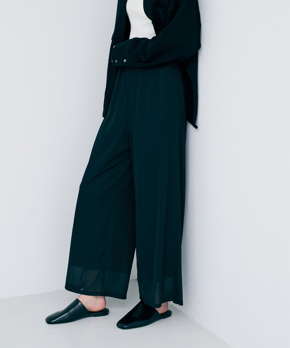 uncrave トリコットシフォン ギャザーパンツ 