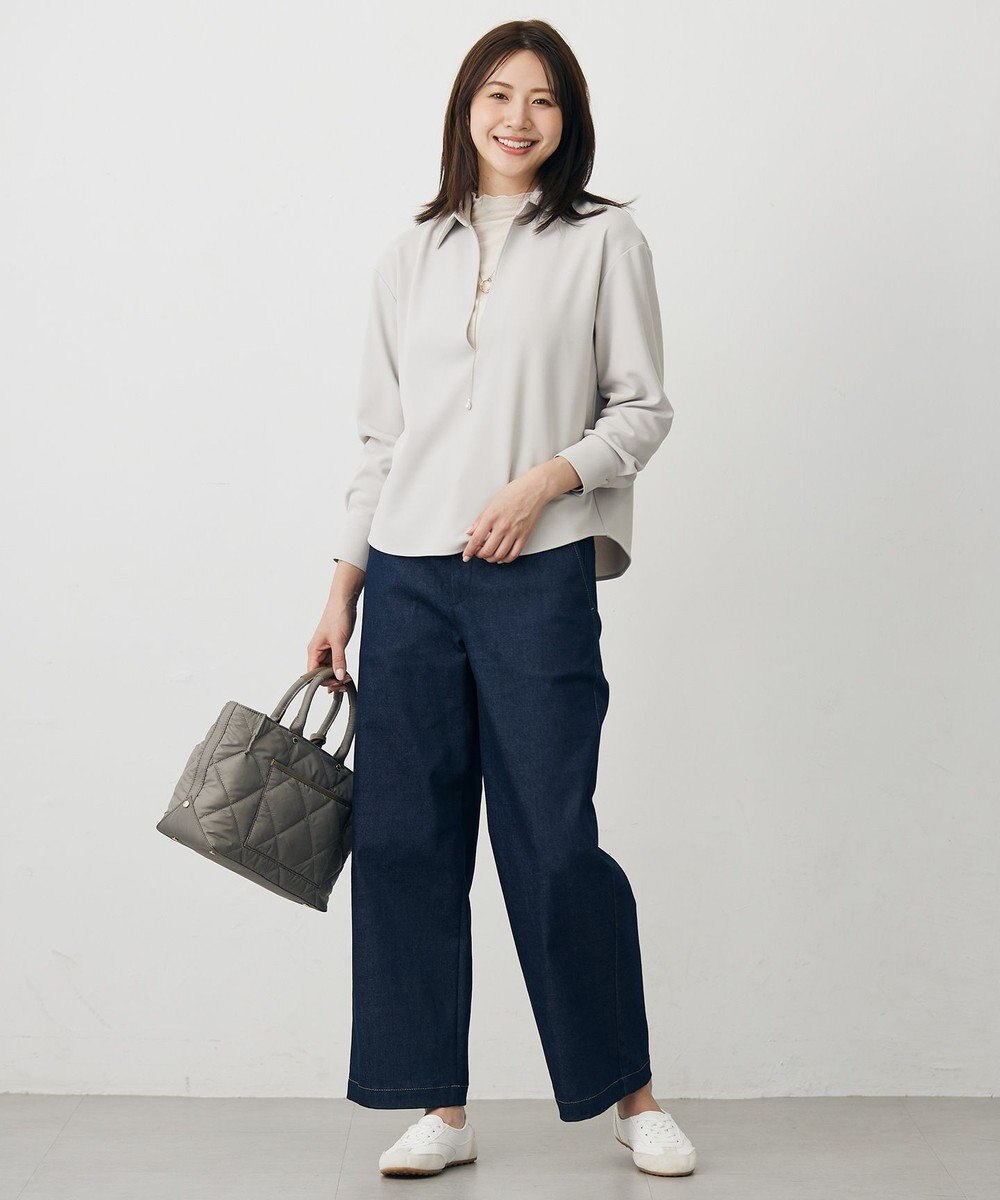 J.PRESS LADIES L 【WEB限定カラーあり】ハイパワーデニムツイル ワイドパンツ 