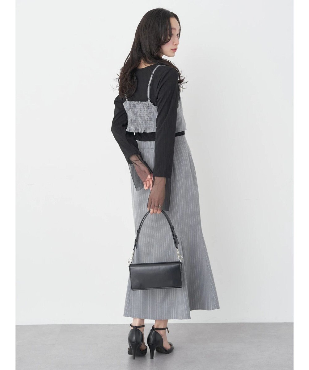 earth music&ecology ピンストライプ胸元レースビスチェ 