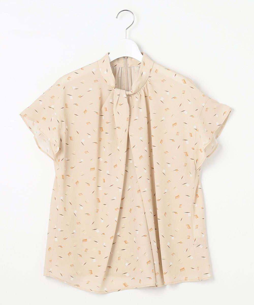 自由区 L 【洗える】ブラッシュドシャドープリント ブラウス 