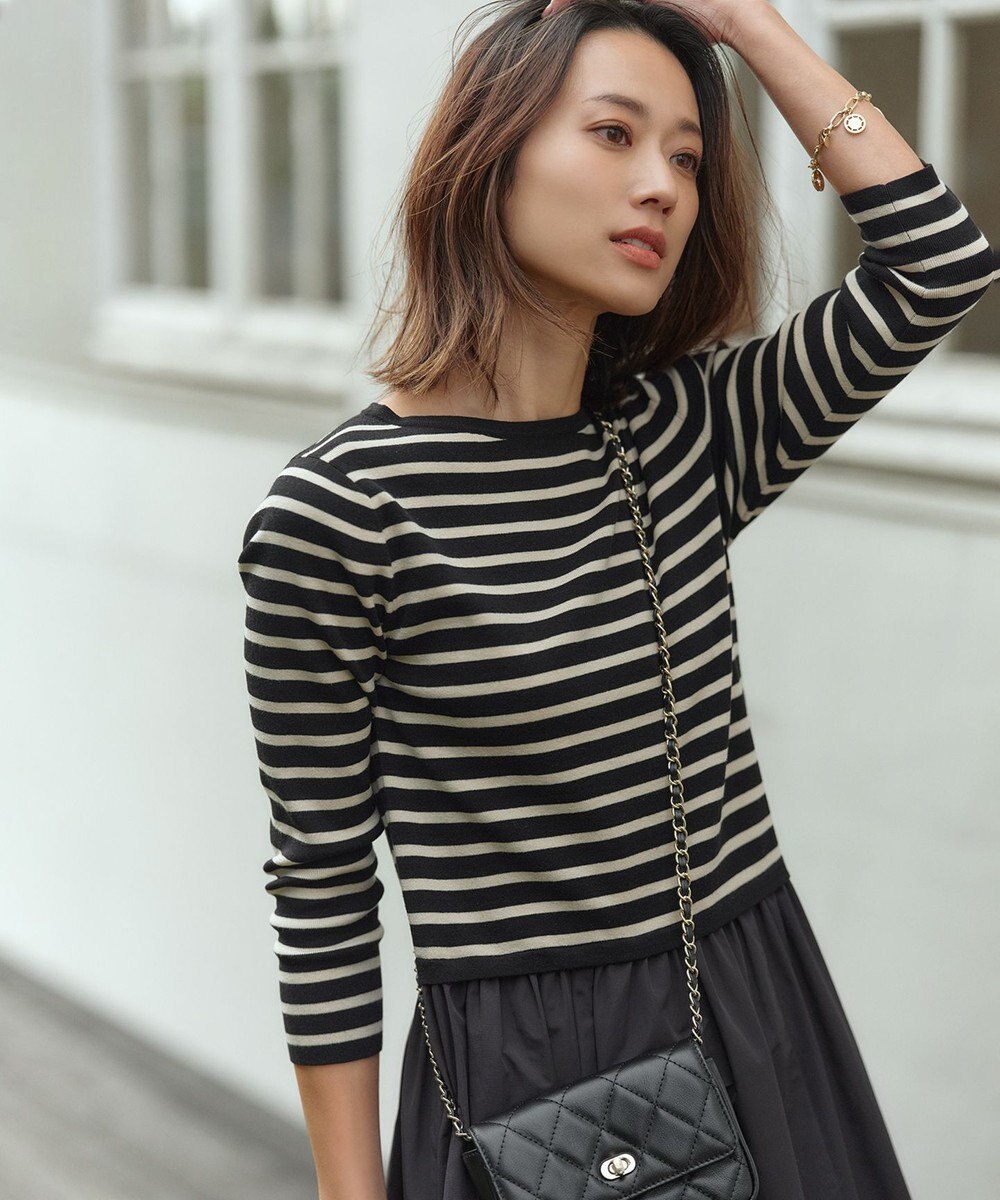 23区 【洗える】ハイカウントライトタフタ ドッキング ワンピース 