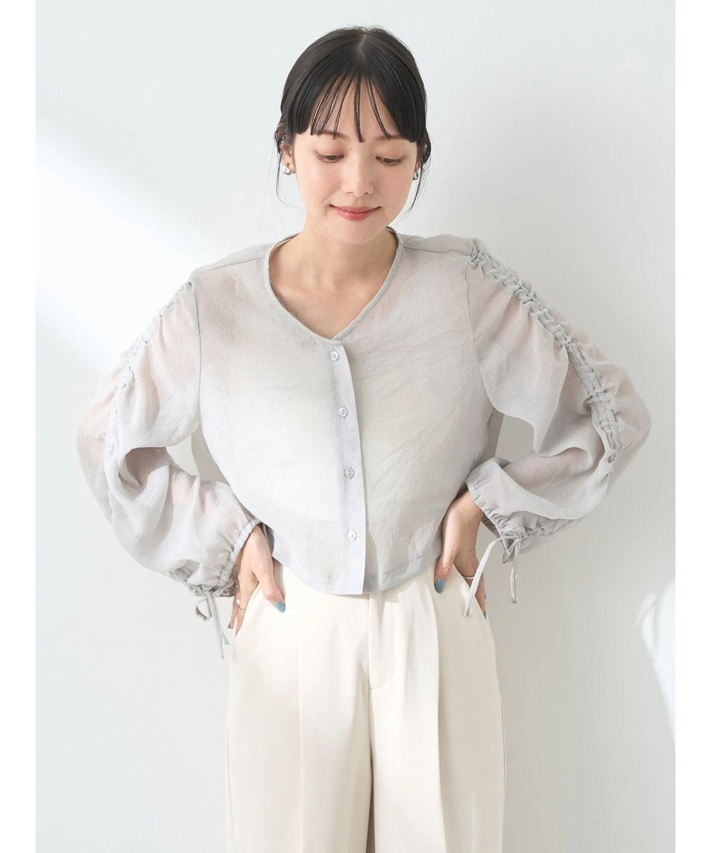 earth music&ecology キラキラシアーギャザーシャツ 