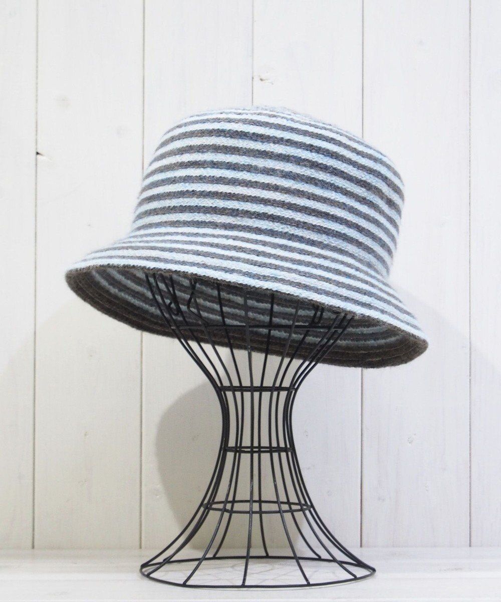 石田製帽 モヘヤ混ボーダー　バケット 