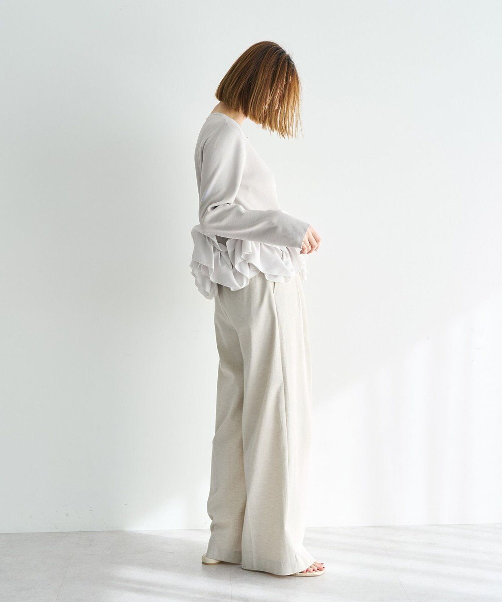 YECCA VECCA パール釦ラッフルカーディガン 