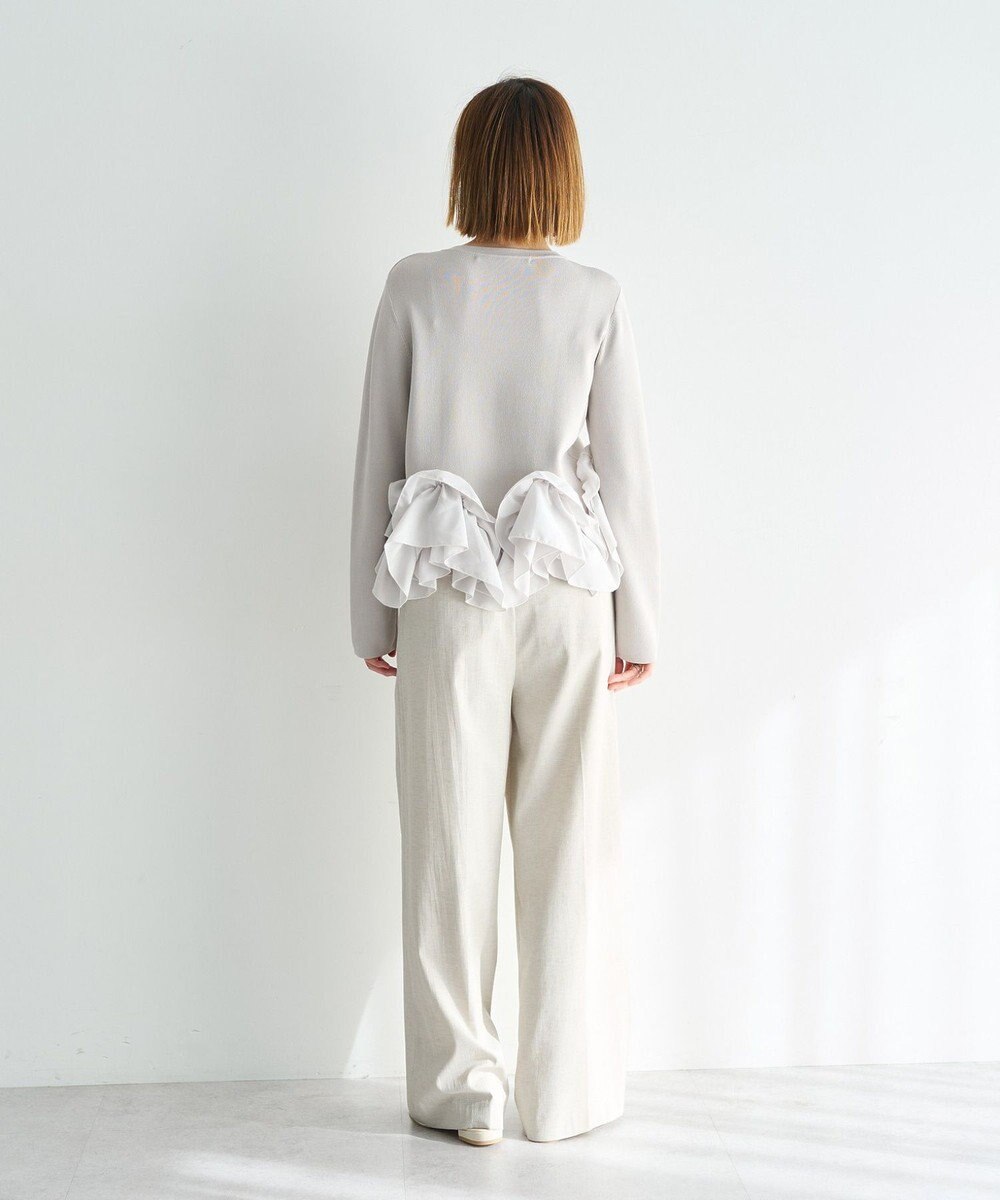 YECCA VECCA パール釦ラッフルカーディガン 