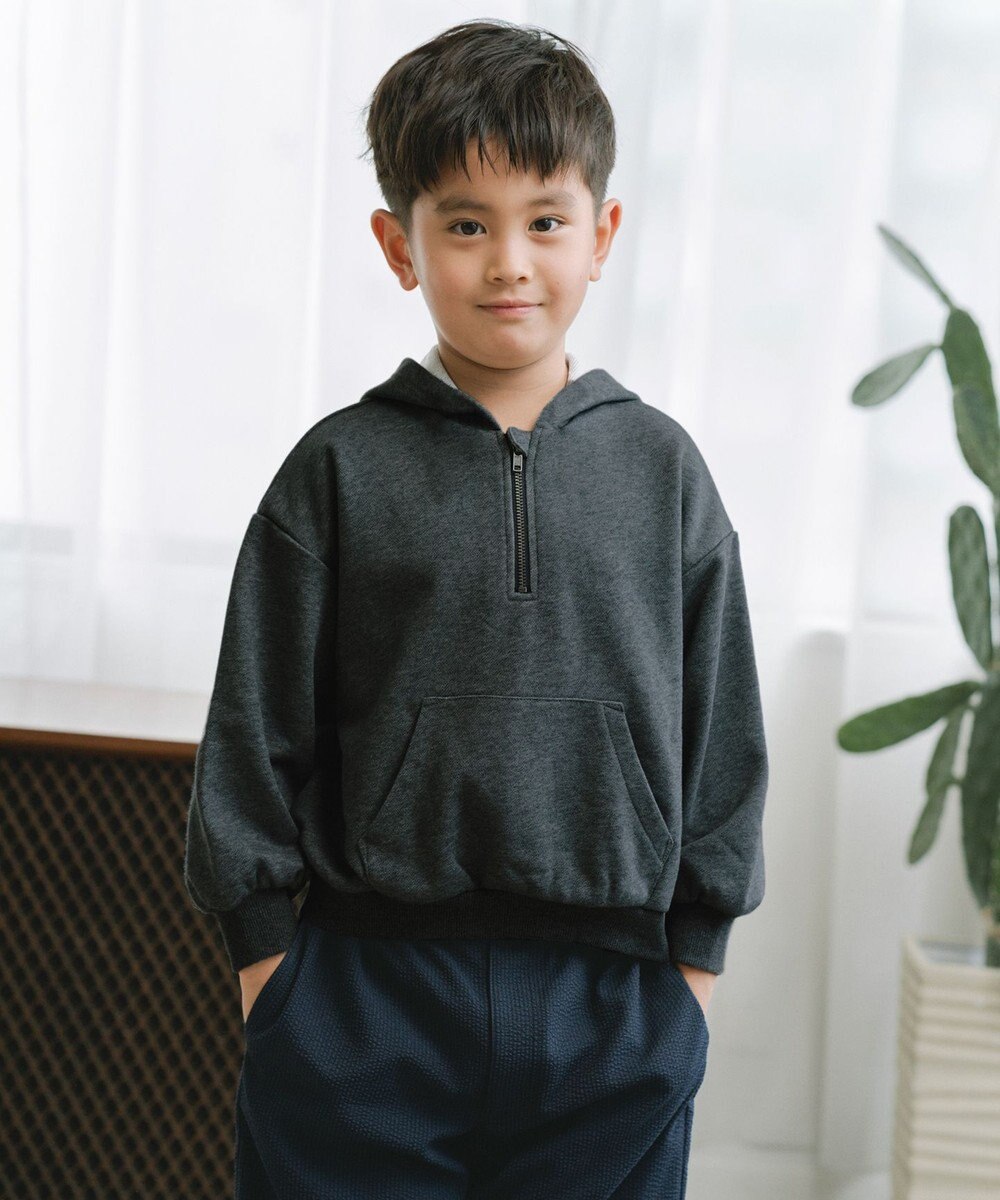 #Newans 【KIDS】【ANSWER for 男の子ママ】オフボディハーフジップフーディー 