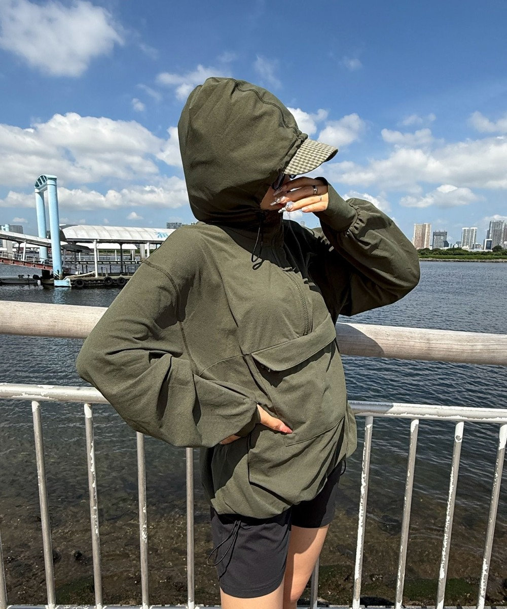 WEGO 【UVカット/吸水速乾/水陸両用/ラッシュガード】ハーフジップアノラックパーカー 