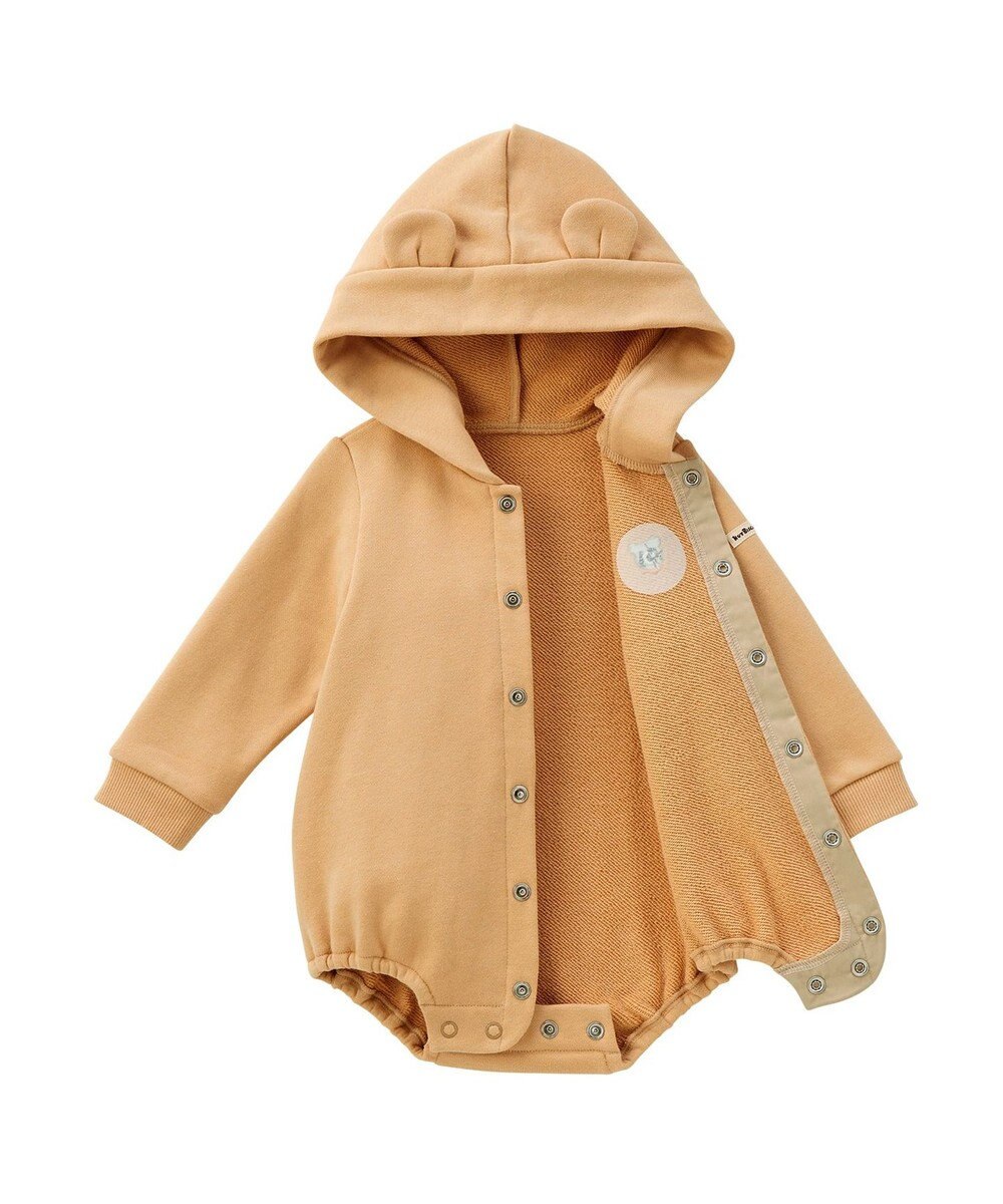 MIKI HOUSE HOT BISCUITS 【70-90cm】【NEW Color Series】耳付きロンパース 