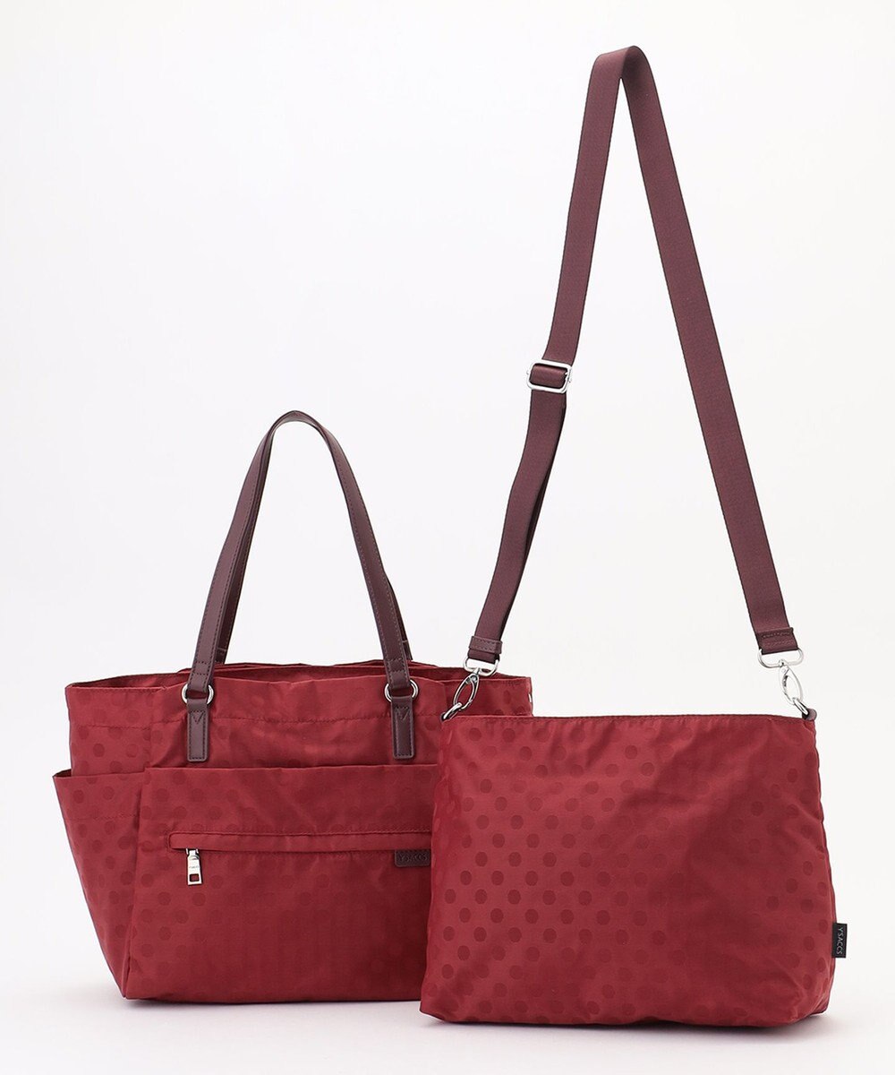 Y'SACCS ドットジャガードポーチ付きトートバッグ 