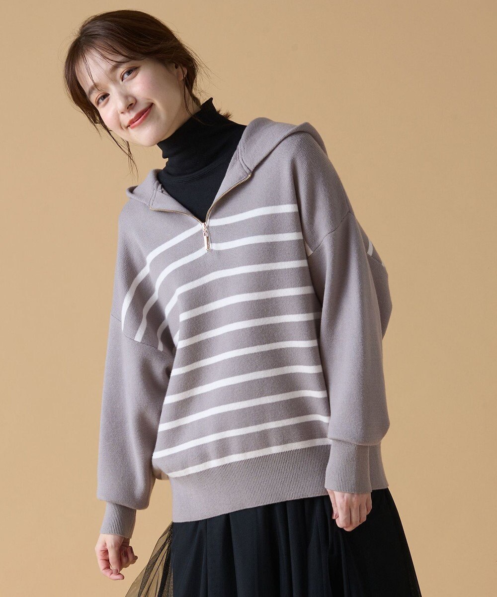 ANY 【洗濯機可】しあわせタッチハーフジップフーディー 