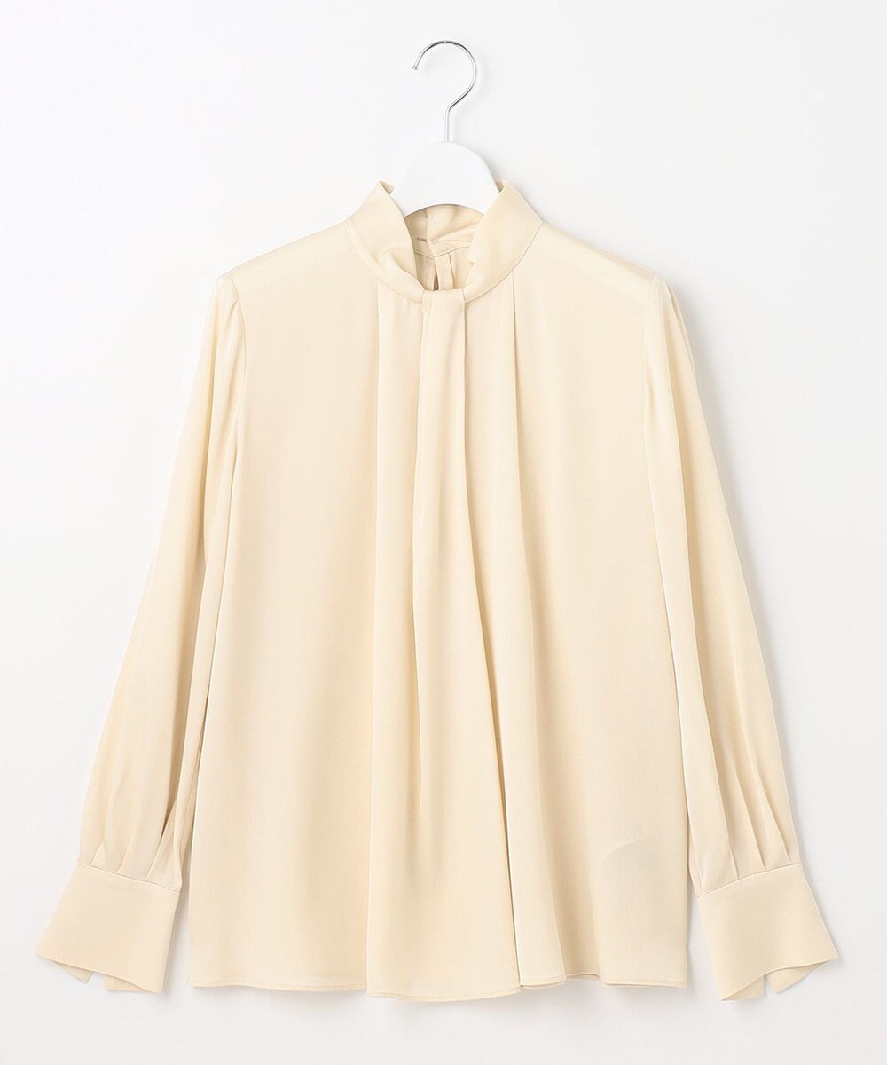 自由区 L 【洗える/UVケア/吸放湿性】シルクストレッチ ハイネックブラウス 