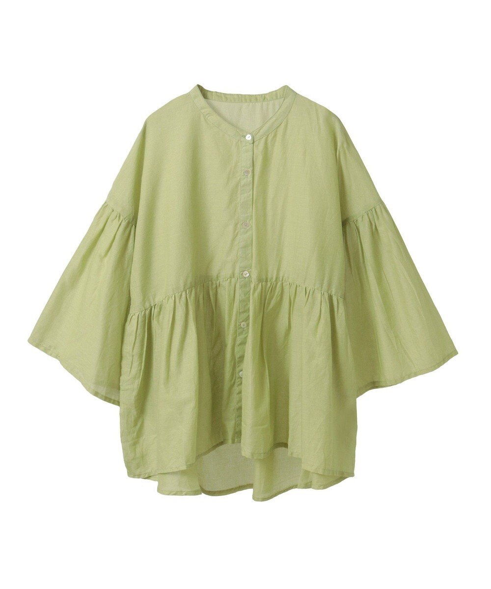 earth music&ecology コットンボイルギャザーシャツ 