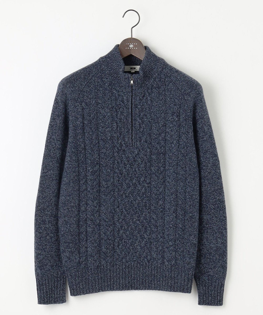 JOSEPH ABBOUD 【イタリア糸使用/軽く暖かい/多色展開】 ラムウールケーブル柄ハーフZIPプルオーバー 