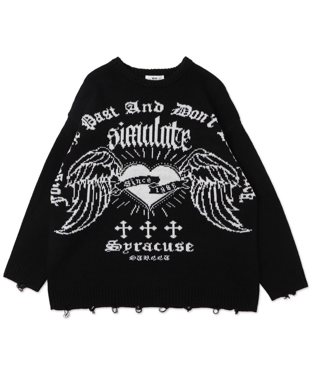 WEGO ウイングハートダメージニット 