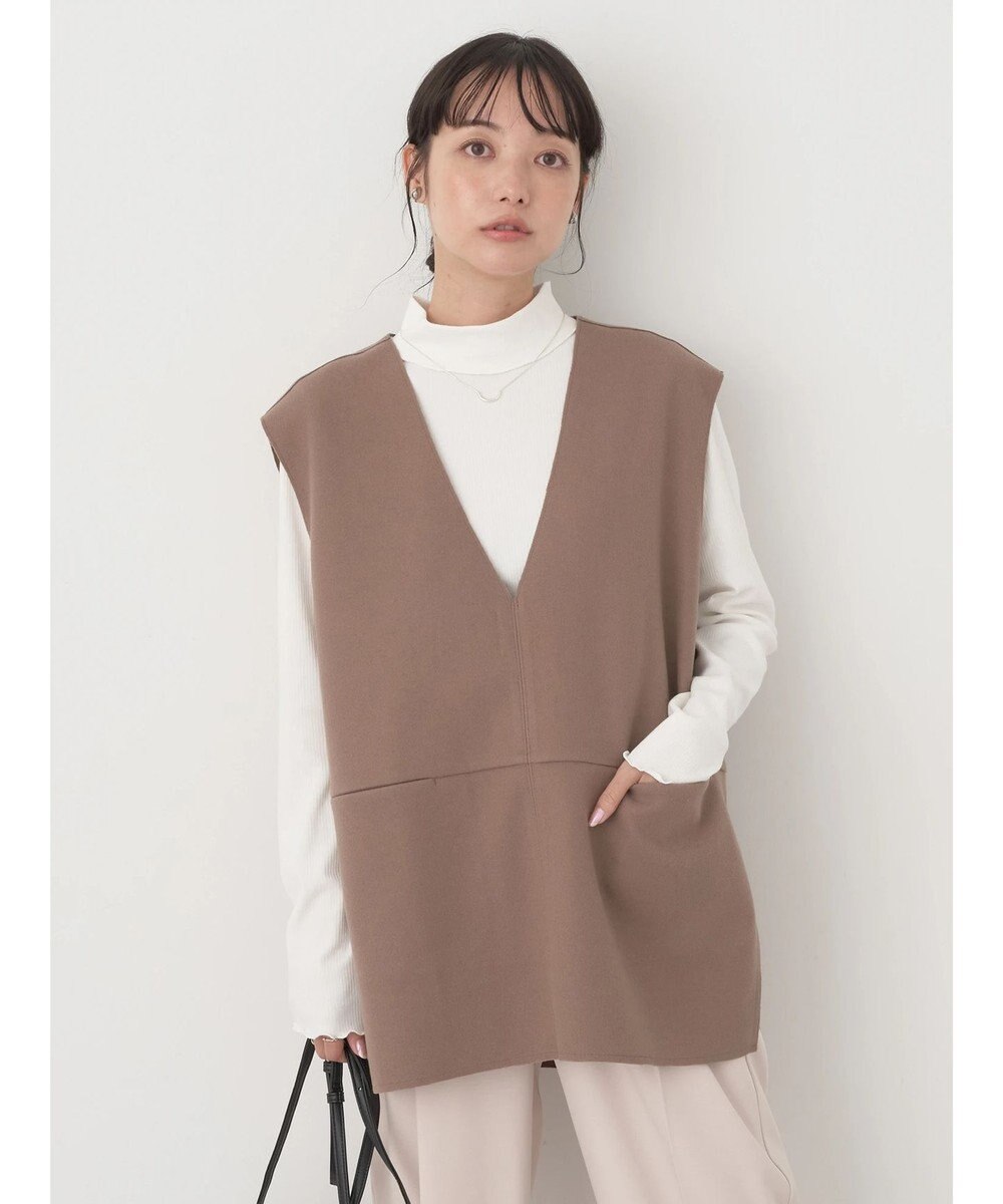 earth music&ecology ＳＥＴ２点圧縮風ポンチベスト＋リブタートル 