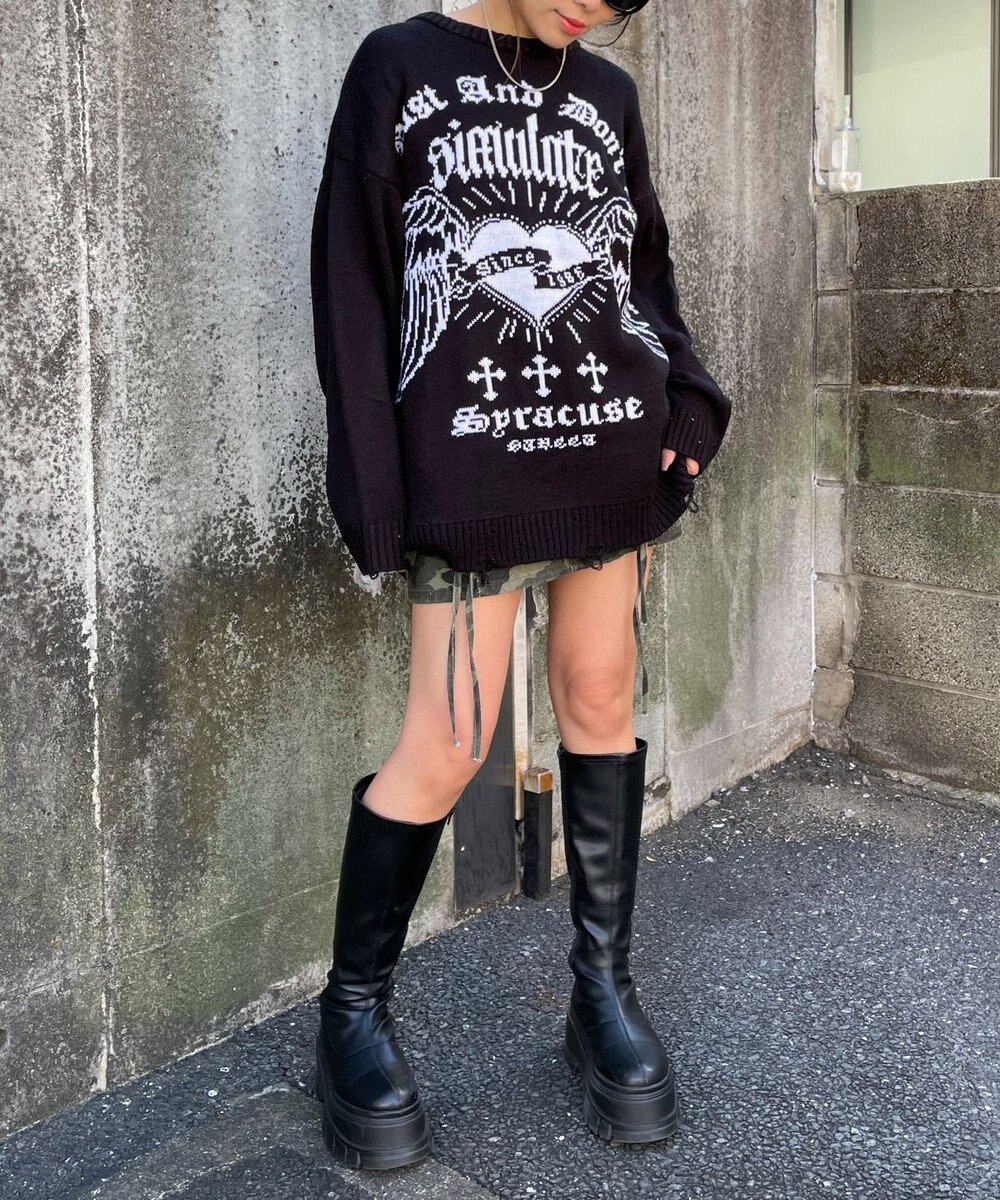 WEGO ウイングハートダメージニット 