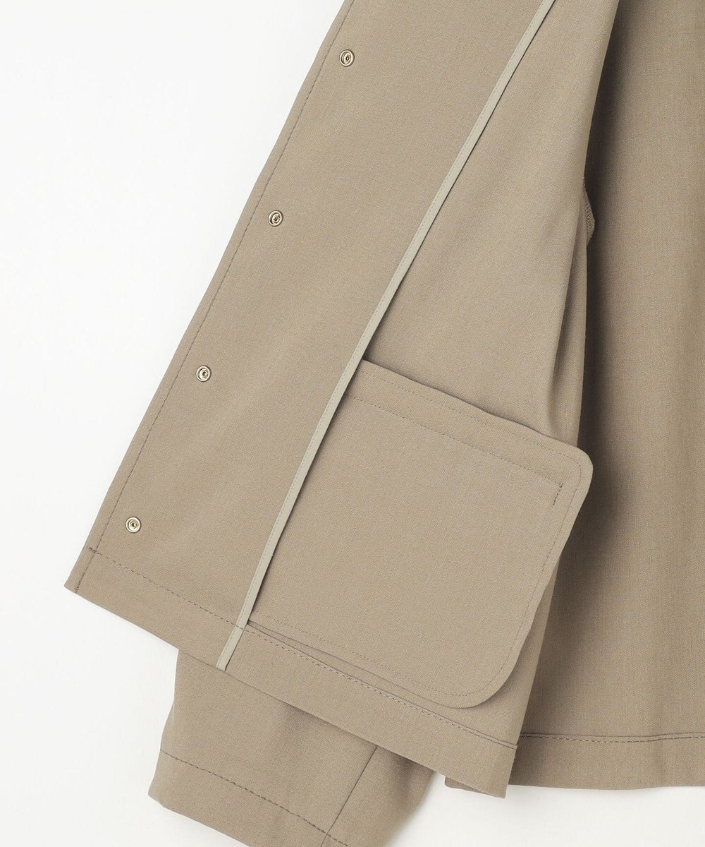 自由区 【セットアップ対応】リネンストレッチノーカラー ジャケット 