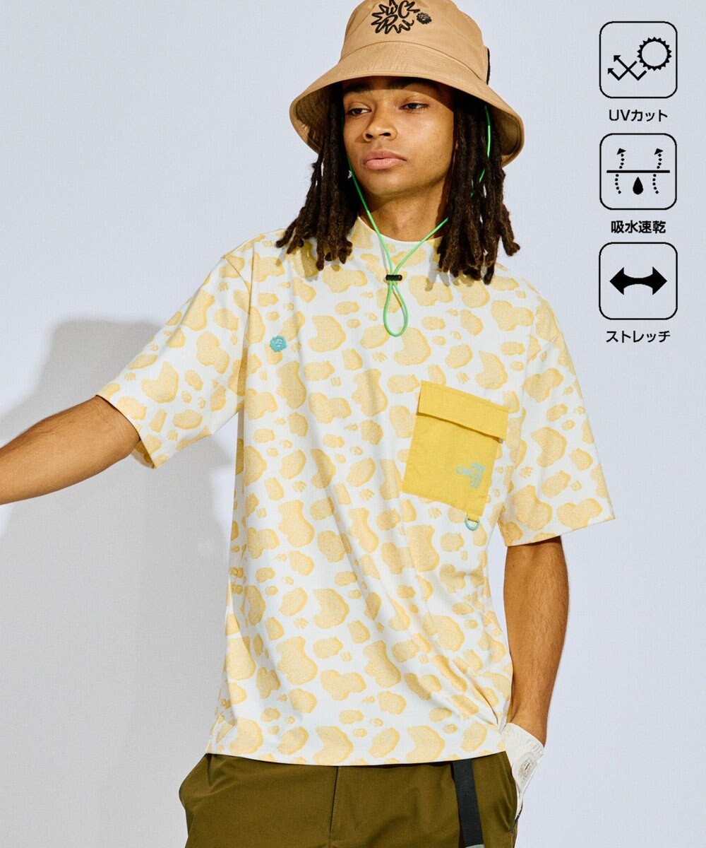 PW CIRCULUS 【UV遮蔽率99.5%  UVカット/速乾/ストレッチ】【MEN】アニマルドットポケットモックT ゴルフ 