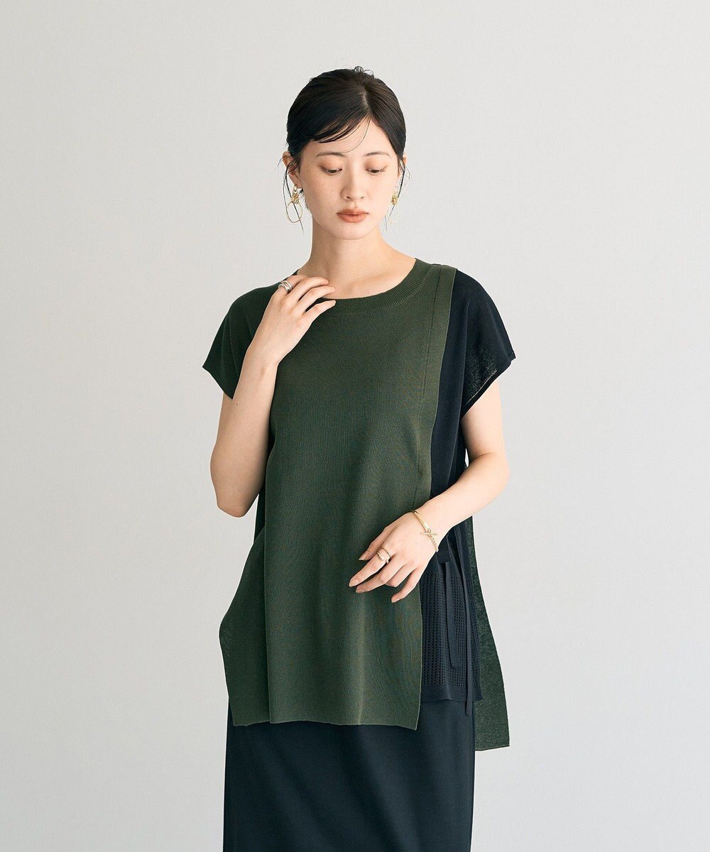 YECCA VECCA メッシュ編みレイヤードニット 