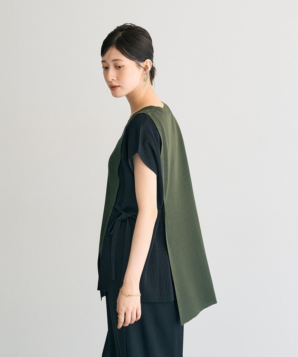 YECCA VECCA メッシュ編みレイヤードニット 