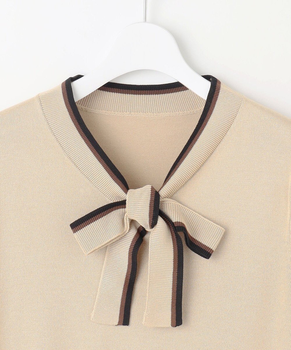 Feroux 【洗える】ニットドッキング ボウタイワンピース 