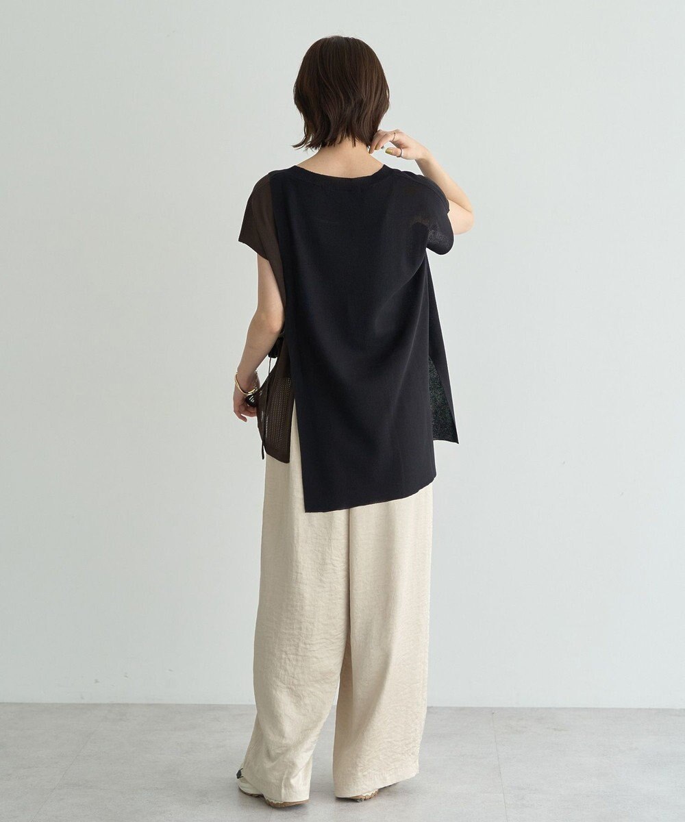 YECCA VECCA メッシュ編みレイヤードニット 