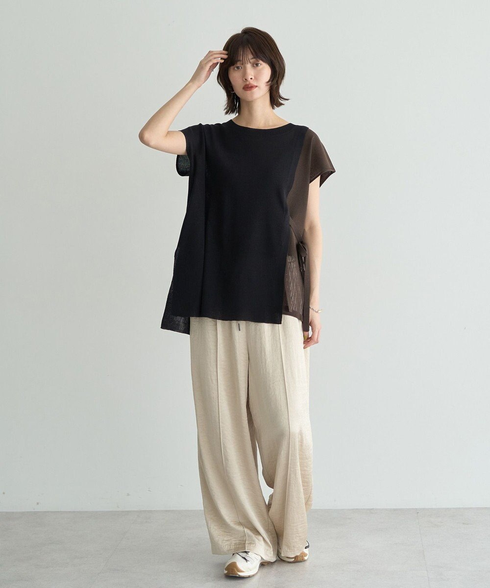 YECCA VECCA メッシュ編みレイヤードニット 