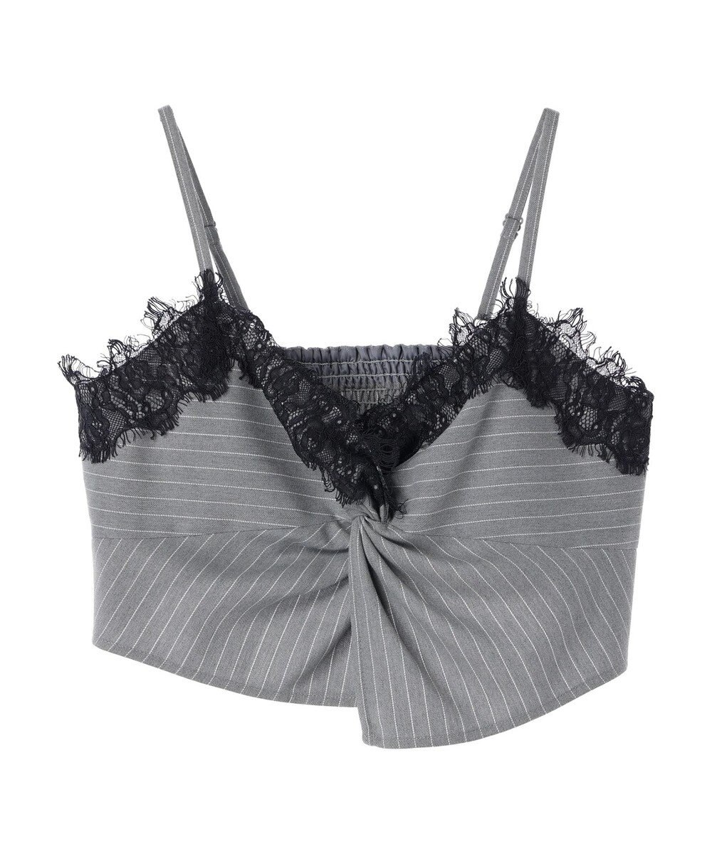 earth music&ecology ピンストライプ胸元レースビスチェ 