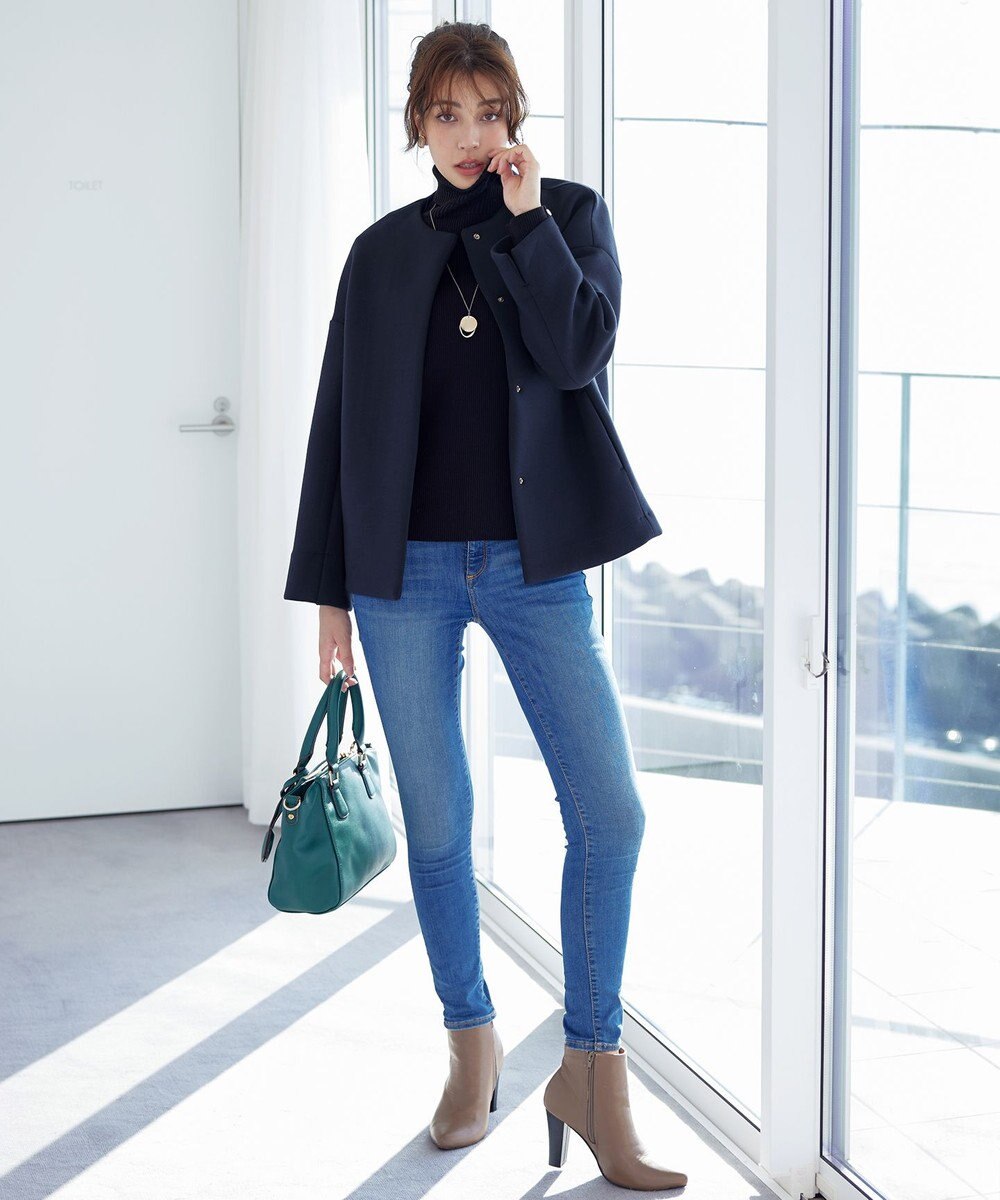 Tiaclasse ダイバー素材ノーカラージャケット 