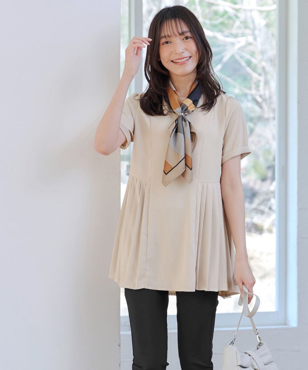 Tiaclasse 【新色追加・洗える】サイドプリーツチュニックブラウス 